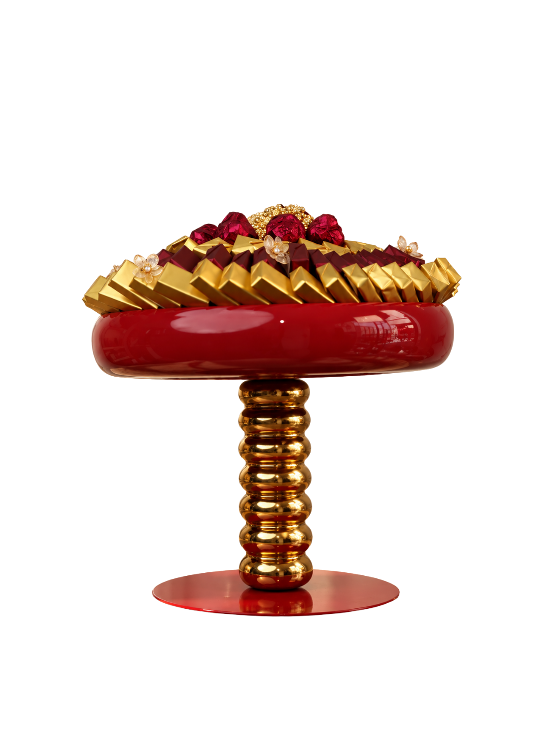 Coupe Rouge Rubis - Pied Perlé Doré M